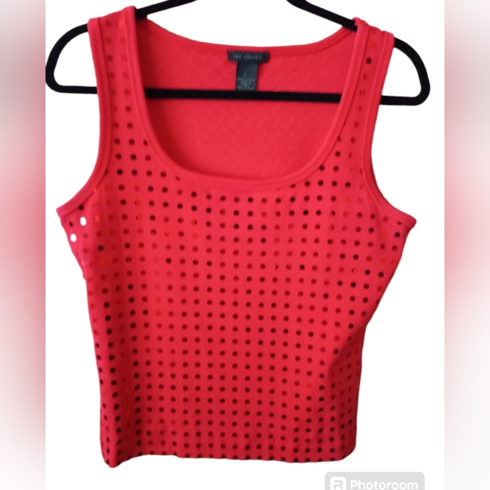 The Limited VINTAGE Red Sequin Pullover Tank Top Size Large See Description